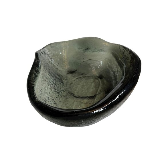 Glass Bowl Diameter Smoky Green/Charcoal Design Unique Artisan - Picture 5 of 8